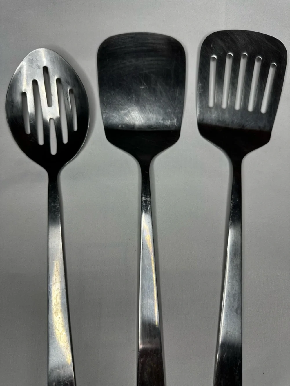 Stainless Steel Slotted Kitchen Turner and Spoon Set - Stainless